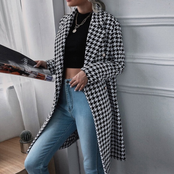 BellanBlue Jackets & Blazers - Classic houndstooth tweed double breast button Jacket Coat